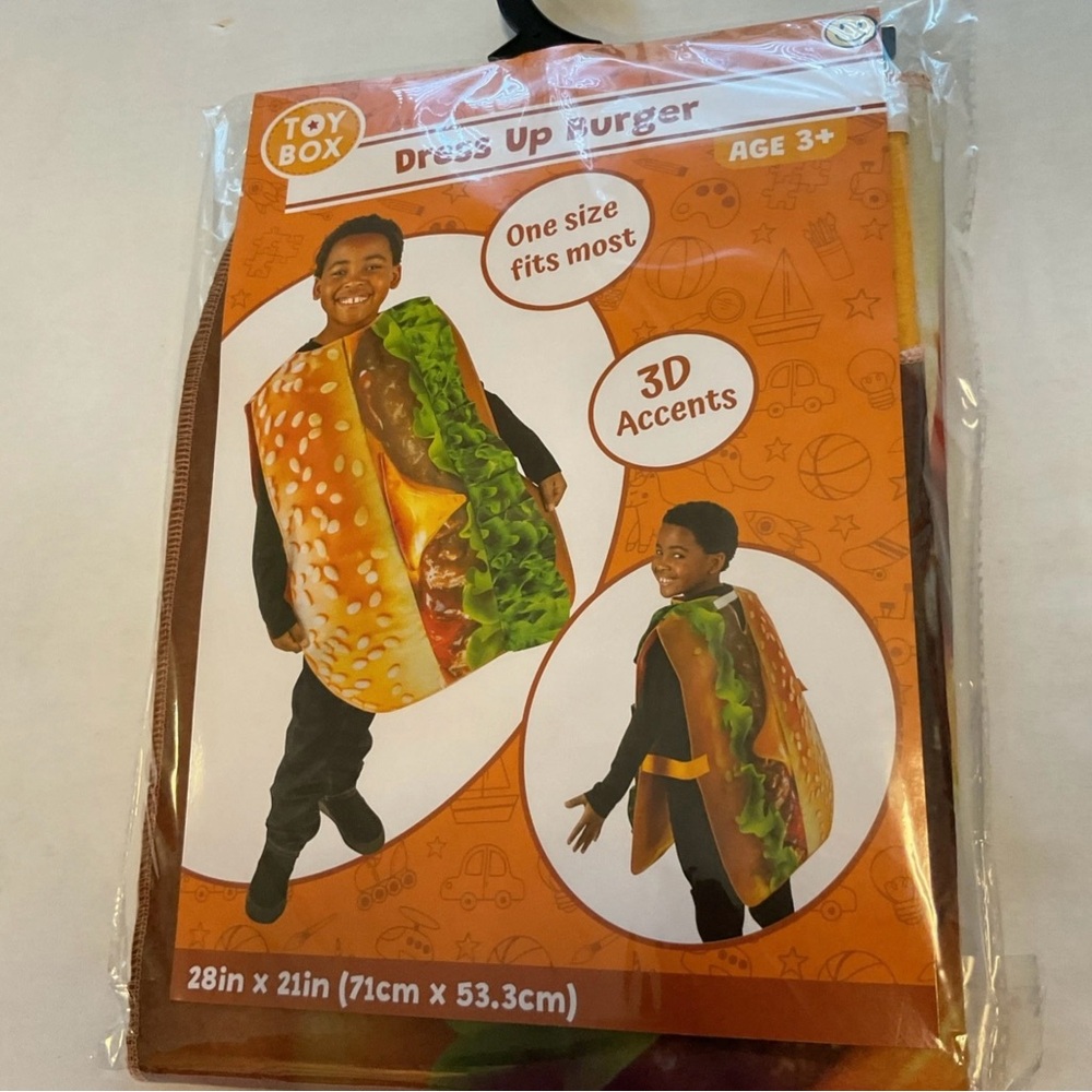Toy Box Burger Costume for Kids Dress Up New